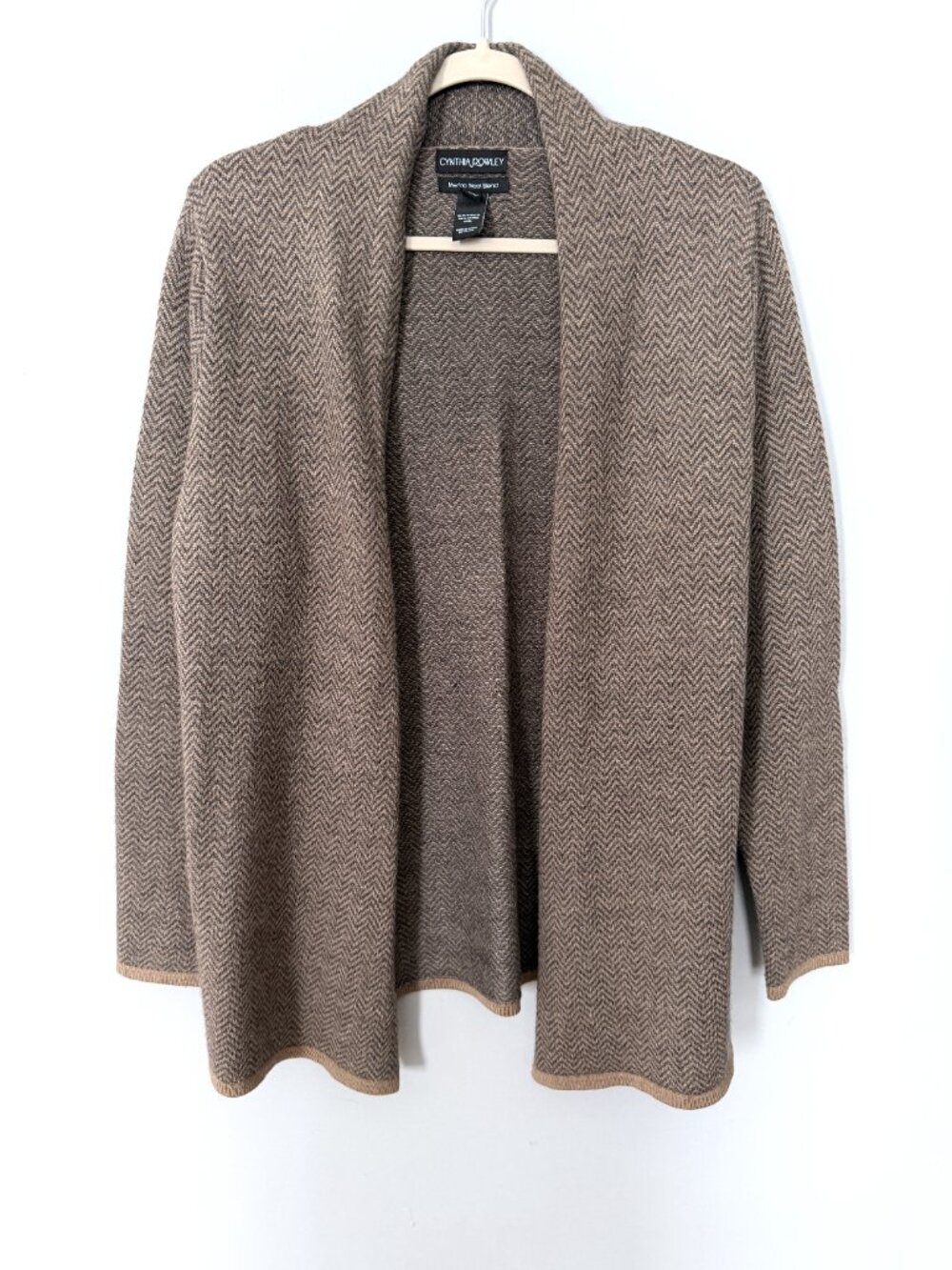 Cynthia Rowley Wool-Blend Cardigan (Brown/Black) L